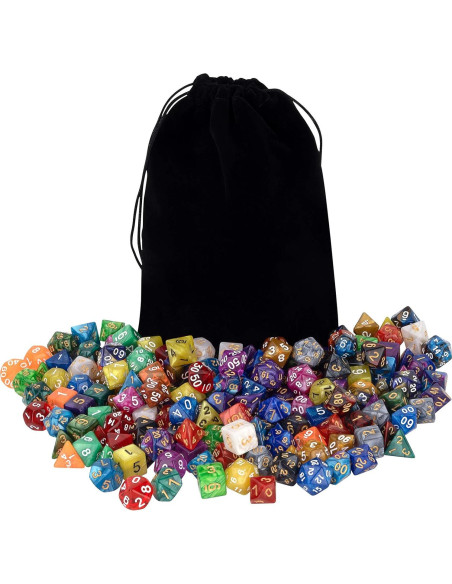 Juego de Dados Poliedricos DND Awpeye 25 Piezas con Bolsa