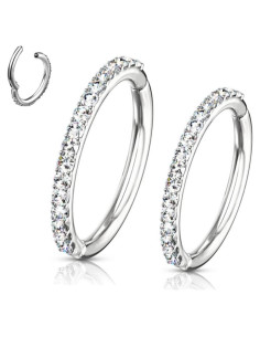 Aro Concha Orbital Acero 316L 18G con Cierre Hinge y Circonio