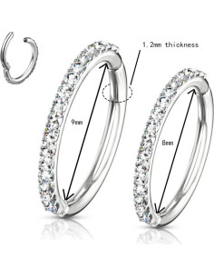 Aro Concha Orbital Acero 316L 18G con Cierre Hinge y Circonio 2