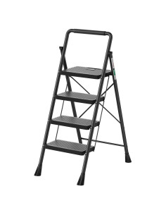 Escalera Plegable RIKADE 4 Peldaños Antideslizante Negra