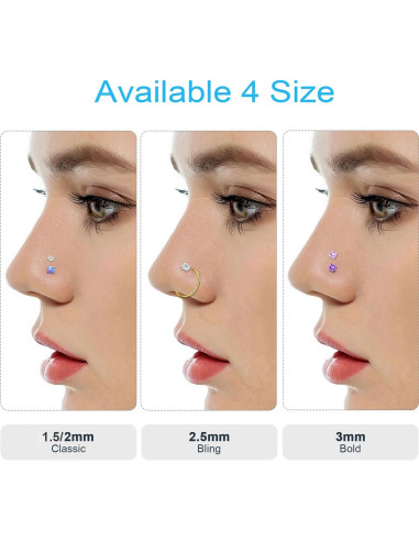 24 Piezas Aros y Studs de Nariz Dorados Acero Inoxidable 20G