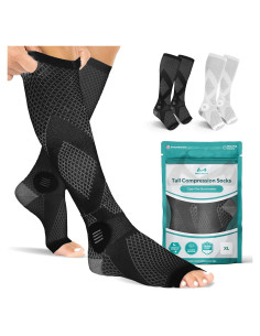 Calcetines de Compresión BraceAbility 20-30 mmHg Punta Abierta Negro L