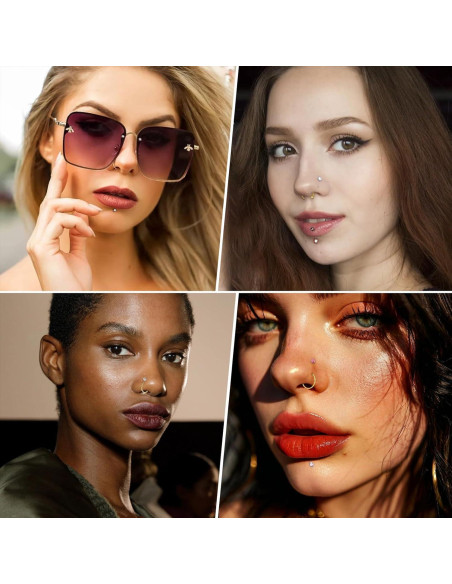 24 Piezas Aros y Studs de Nariz Dorados Acero Inoxidable 20G