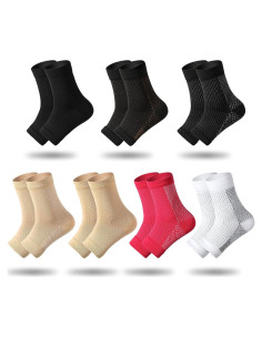 Geyoga 7 Pares Mangas de Compresión para Tobillo Alivio Dolor