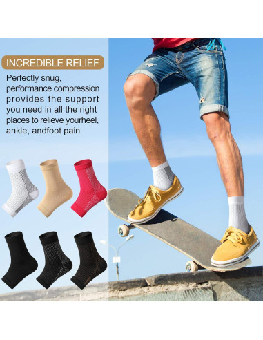Geyoga 7 Pares Mangas de Compresión para Tobillo Alivio Dolor