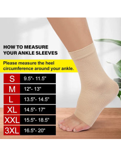 Manguito de Compresión para Tobillo KEKING - 20-30mmHg Beige 2