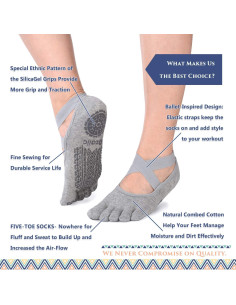 Calcetines de Yoga Antideslizantes Ozaiic para Mujeres - 2 Pares 2