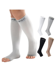 Calcetines de Compresión Abiertos EVOPLECI 15-20mmHg Gris TALL-M