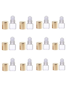 12 Botellas de Vidrio Roll-on WLngtv 1ml Doradas Reutilizables