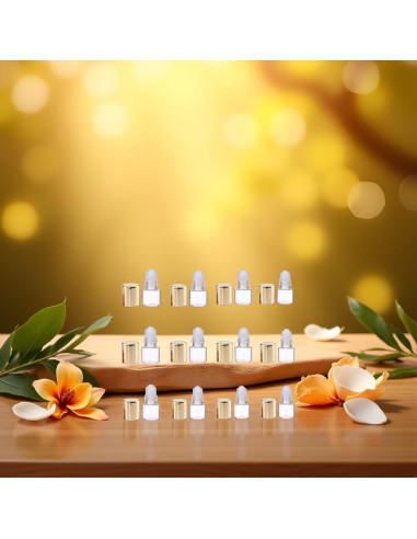 12 Botellas de Vidrio Roll-on WLngtv 1ml Doradas Reutilizables