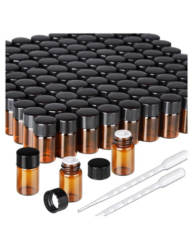 Botellas de Vidrio Ámbar 2ml Teenitor - Paquete de 100 Unidades