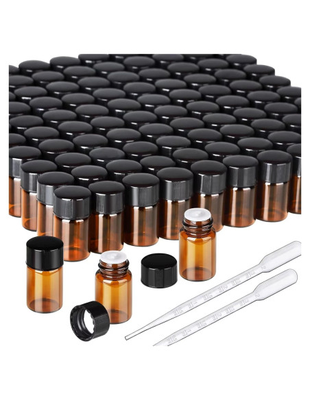 Botellas de Vidrio Ámbar 2ml Teenitor - Paquete de 100 Unidades