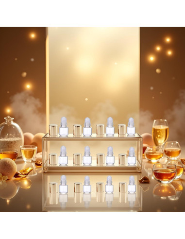 12 Botellas de Vidrio Roll-on WLngtv 1ml Doradas Reutilizables