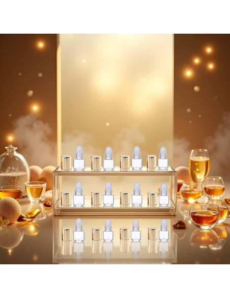 12 Botellas de Vidrio Roll-on WLngtv 1ml Doradas Reutilizables