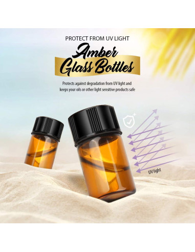 Botellas de Vidrio Ámbar 2ml Teenitor - Paquete de 100 Unidades