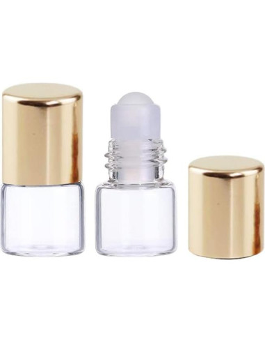 12 Botellas de Vidrio Roll-on WLngtv 1ml Doradas Reutilizables