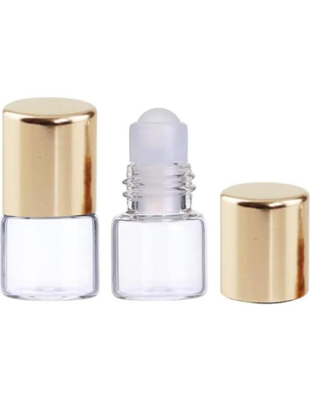 12 Botellas de Vidrio Roll-on WLngtv 1ml Doradas Reutilizables