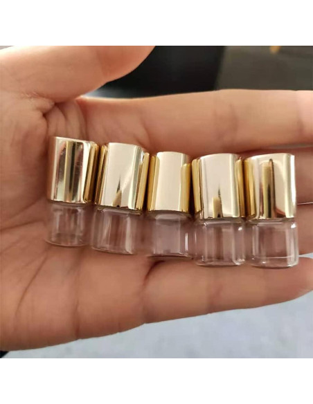 12 Botellas de Vidrio Roll-on WLngtv 1ml Doradas Reutilizables