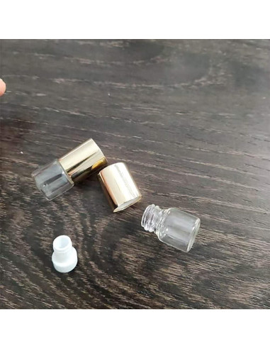 12 Botellas de Vidrio Roll-on WLngtv 1ml Doradas Reutilizables