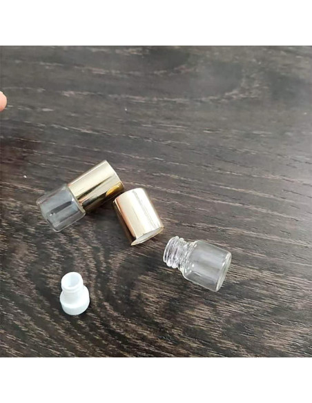 12 Botellas de Vidrio Roll-on WLngtv 1ml Doradas Reutilizables