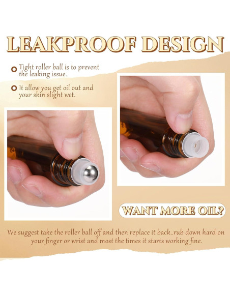 30 Botellas de Aceite Esencial Domensi 10ml Ámbar con Rodillo