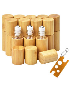 AUHOKY 12 Botellas de Rodillo de Bambú 5ml para Aceites Esenciales
