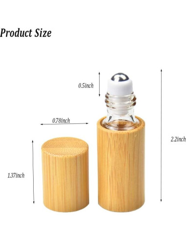 AUHOKY 12 Botellas de Rodillo de Bambú 5ml para Aceites Esenciales