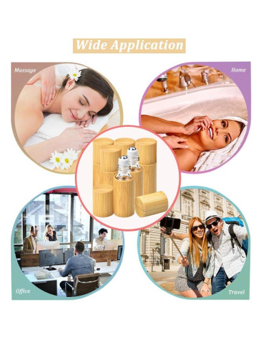 AUHOKY 12 Botellas de Rodillo de Bambú 5ml para Aceites Esenciales