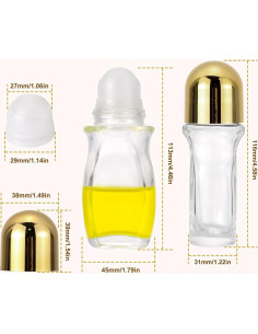 Paquete de 4 Botellas de Rodillo Vidrio 50mL Newzoll Doradas 2