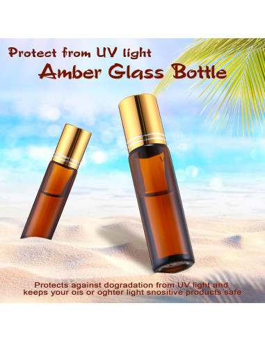 Botellas Roller de Aceite Esencial 10 ml Tanlade - 100 Pcs Ámbar