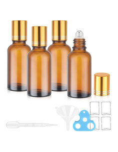 Botellas de Rodillo de Vidrio 30ml Bofessor 4-Pack Ámbar