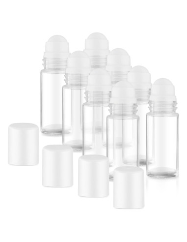8 Botellas de Vidrio 30ml con Rodillo para Aceite Esencial