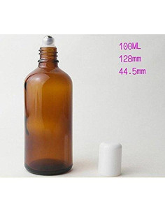 3 Botellas de Vidrio Ámbar 100ml con Rodillo para Aceites Esenciales 2