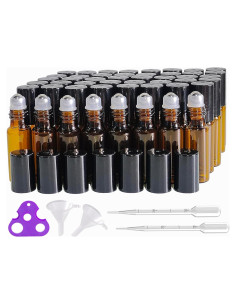 50 Botellas de Rodillo de Vidrio Ámbar 5ml AGENIZ para Aceites