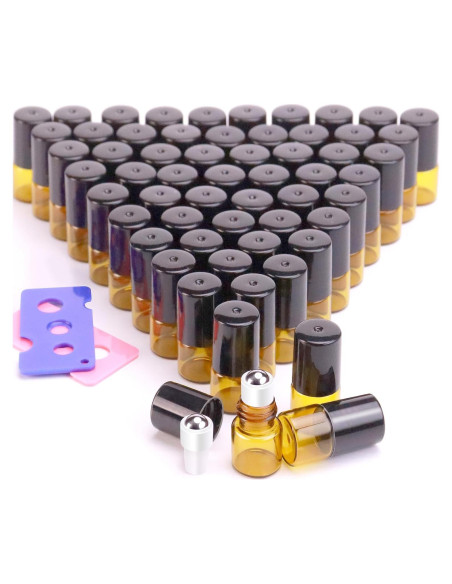 Paquete de 60 botellas de vidrio ámbar 2ml con rodillo Matifaner Paquete de 60 botellas de vidrio ámbar 2ml con rodillo Matifaner