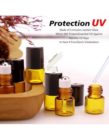 Paquete de 60 botellas de vidrio ámbar 2ml con rodillo Matifaner