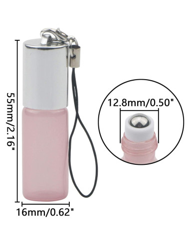10 Botellas de Rodillo de Vidrio 5ml Rosa Perlado Newzoll