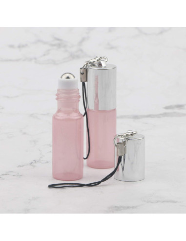 10 Botellas de Rodillo de Vidrio 5ml Rosa Perlado Newzoll
