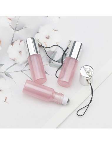 10 Botellas de Rodillo de Vidrio 5ml Rosa Perlado Newzoll