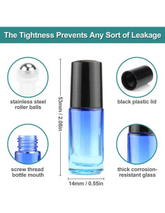 Botellas de vidrio Wresty 5ml con rodillo degradado - 6 unidades 2