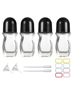 4 Botellas de Vidrio Rellenables 30ml PYAWI con Rodillo