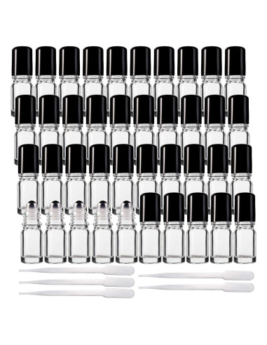 Jucoan 40 Botellas de Vidrio 5ml con Rodillo Acero Inoxidable