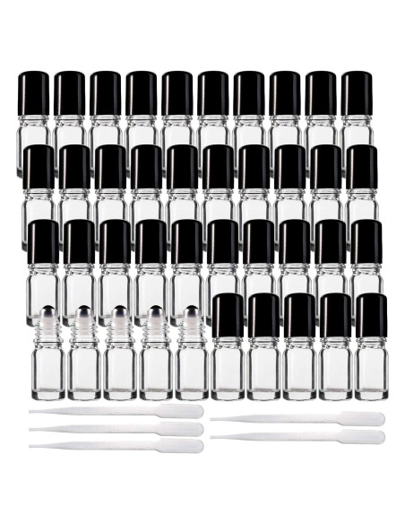 Jucoan 40 Botellas de Vidrio 5ml con Rodillo Acero Inoxidable