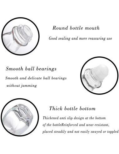 4 Botellas de Vidrio Rellenables 30ml PYAWI con Rodillo