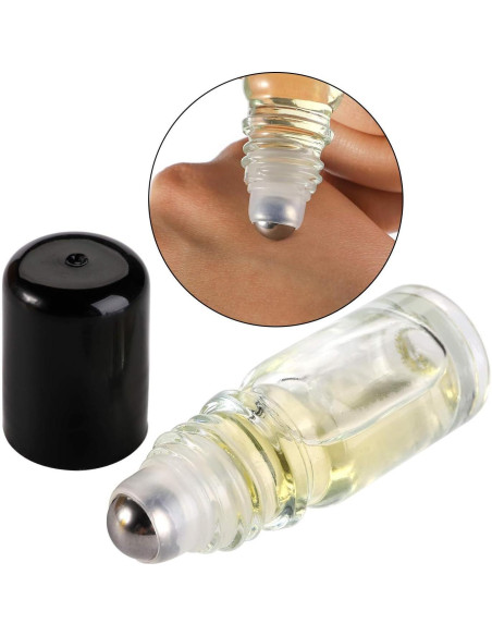 Jucoan 40 Botellas de Vidrio 5ml con Rodillo Acero Inoxidable