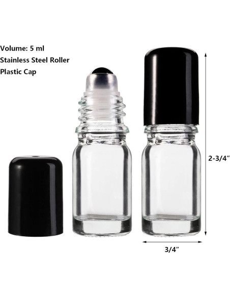 Jucoan 40 Botellas de Vidrio 5ml con Rodillo Acero Inoxidable