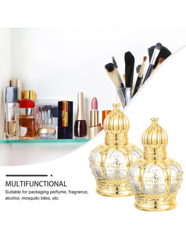 Botellas de Perfume Vintage Housoutil 10ml Vidrio Dorado