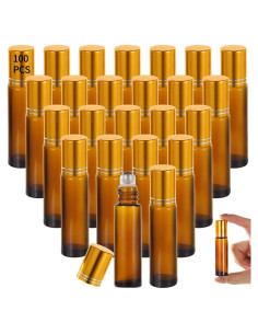 100 Botellas de Rodillo 10 ml Lnrueg Vidrio Marrón A Prueba de Fugas