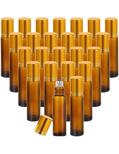 100 Botellas de Rodillo 10 ml Lnrueg Vidrio Marrón A Prueba de Fugas