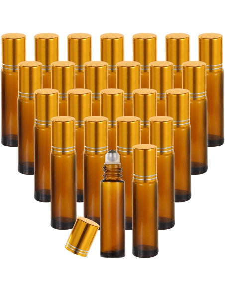 100 Botellas de Rodillo 10 ml Lnrueg Vidrio Marrón A Prueba de Fugas